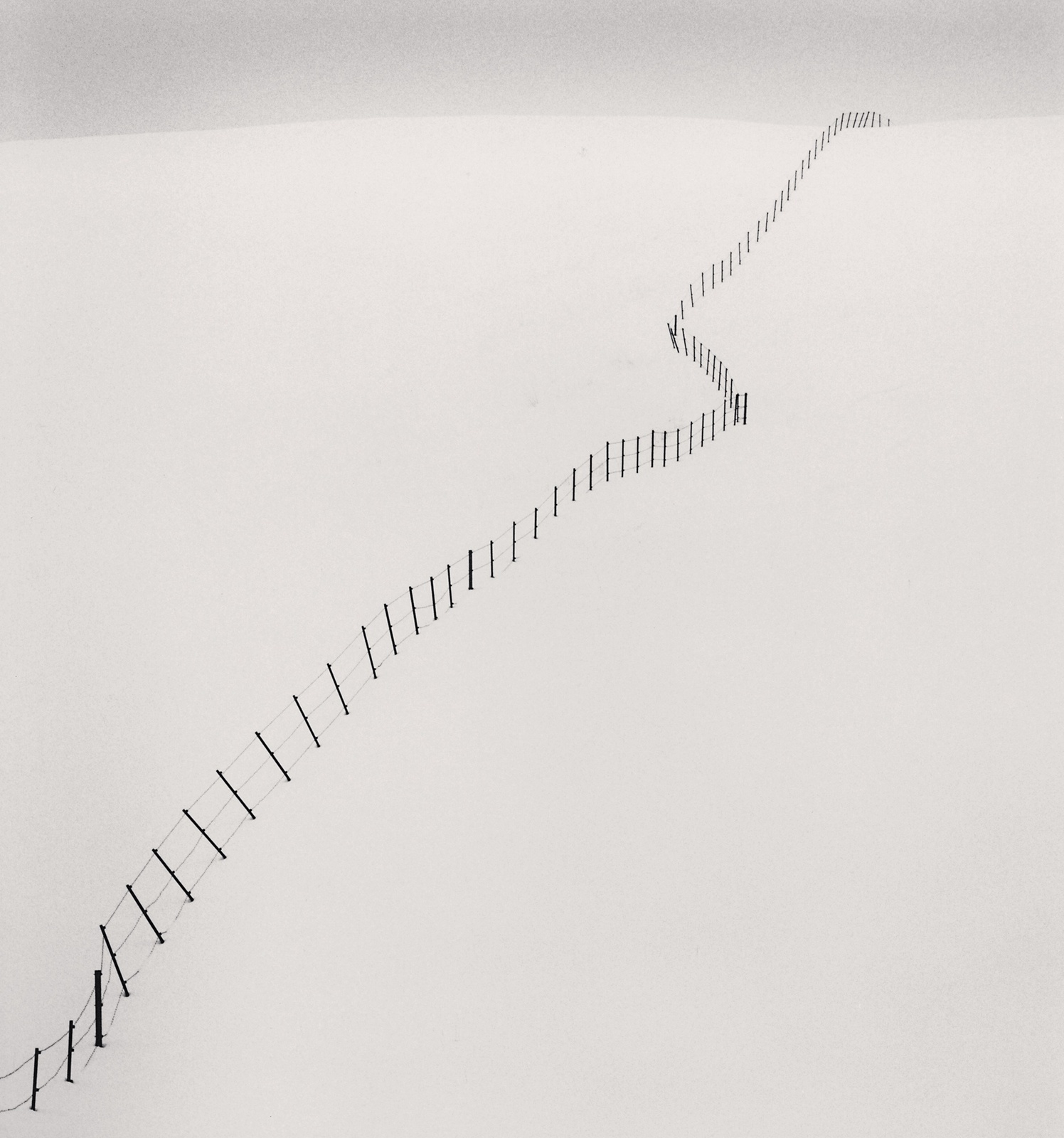 Michael Kenna, Hillside Fence, Study 2, Teshikaga, Hokkaido, Japan, 2002