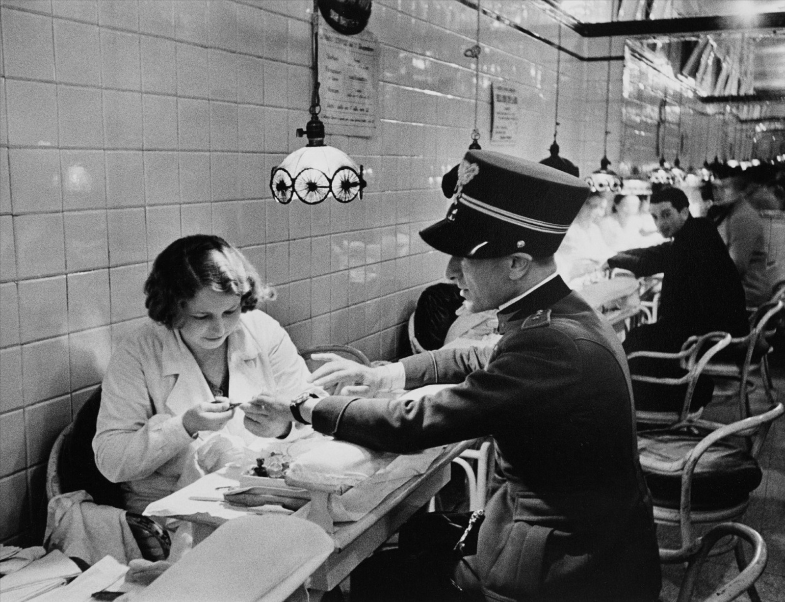 Alfred Eisenstaedt, An Officer Of Mussolini's Army Having A Manicure In Milan, Italy, 1934