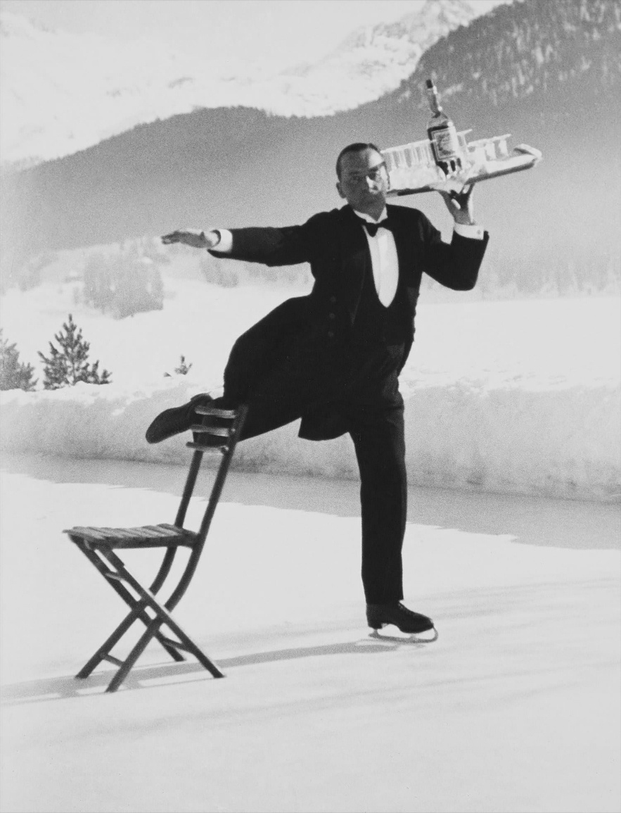 Alfred Eisenstaedt, Ice Skating Waiter, Saint Moritz, Switzerland, 1932