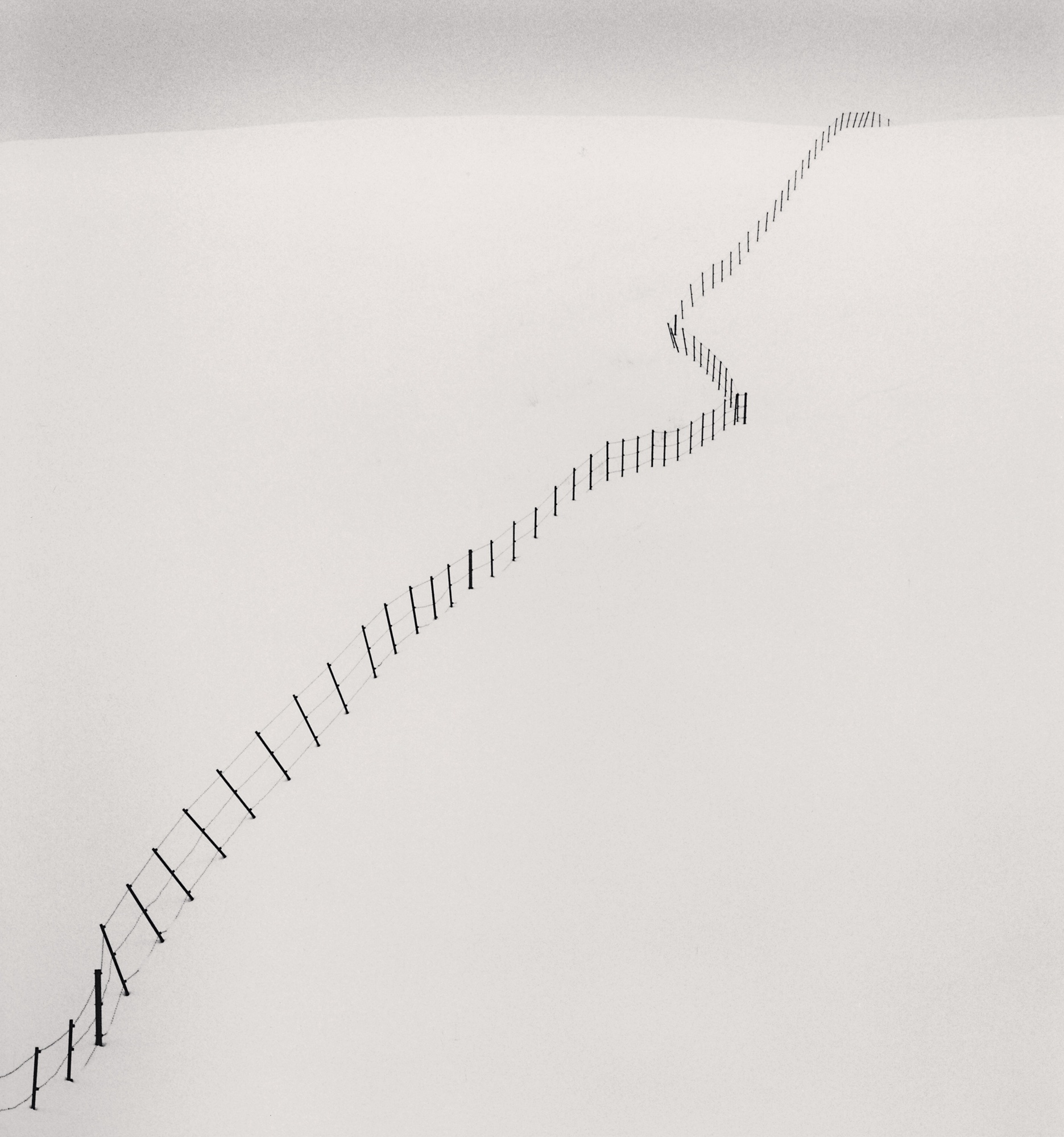 Michael Kenna, Hillside Fence, Study 2, Teshikaga, Hokkaido, Japan, 2002