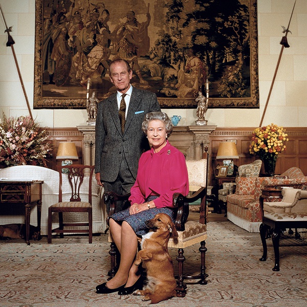 Terry O'Neill, HM Queen Elizabeth II, HRH Prince Philip And A Corgi, 1992
