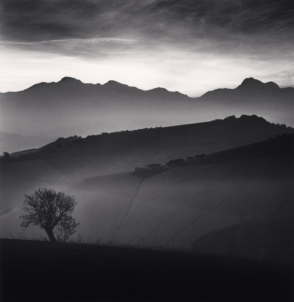 Michael Kenna, Tree & Gran Sasso Mountain, Castilenti, Abruzzo, Italy, 2015