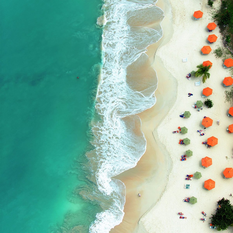 Orange Umbrellas, Antigua, 2016